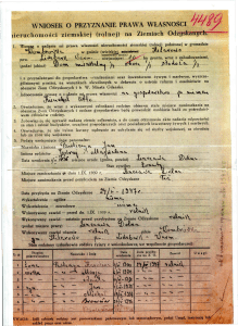 Załącznik nr 1. Wniosek o nadanie prawa własności